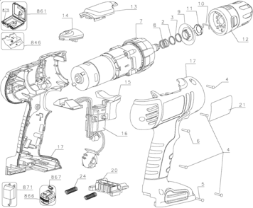 Default Diagram and Parts List for FSD962K Type 1 Black and Decker Boring Machine